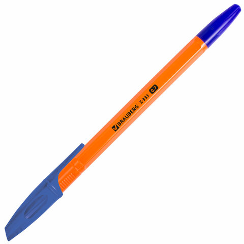 Ручка шариковая BRAUBERG "X-333 ORANGE", 12+1 В ПОДАРОК!, синяя, КОМПЛЕКТ 13 шт., узел 0,7 мм, линия 0,35 мм, 144254