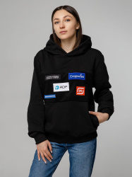 Худи унисекс Patch Catcher со вставкой из липучки, черное, S–XXL