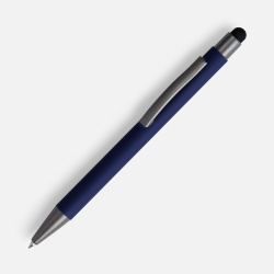 Ручка шариковая Atento Soft Touch со стилусом, темно-синяя, 14,2х1 см