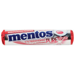 Жевательная резинка MENTOS Pure White "Клубника", 15,5 г, 87547