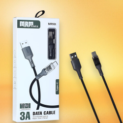 Кабель USB MRM MR92t USB Type-C, длина 1000мм, ток 3А, черный / Прочная конструкция и ускоренная зарядка для современных устройств