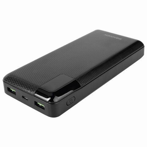 Аккумулятор внешний 20000 mAh SONNEN POWERBANK Q60P БЫСТРАЯ ЗАРЯДКА, 2 USB, литий-полимерный, 263033