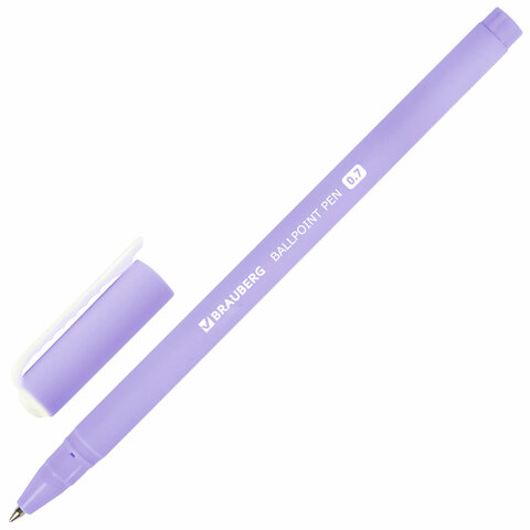 Ручка шариковая BRAUBERG SOFT TOUCH STICK "PASTEL" СИНЯЯ, мягкое покрытие, корпус ассорти, узел 0,7 мм, 143698