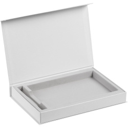 Коробка Silk с флокированным ложементом под ежедневник и ручку, ver. 2, белая, 27х18х3,5 см