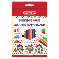 Карандаши цветные ПИФАГОР "ЭНИКИ-БЕНИКИ", 36 цветов, шестигранные, натуральное дерево, 181349