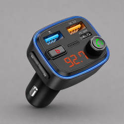 FM-трансмиттер Wave Pro, QC/PD, LED, 48Вт, ENC, Bass boost, Цвет черный