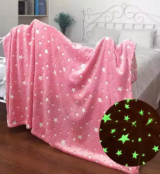 Волшебный плед-покрывало светящийся в темноте "КОСМОС" Magic Blanket (Звезда, Луна) Розовый