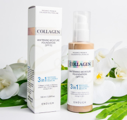 Увлажняющий, осветляющий тональный крем с коллагеном Enough Collagen 3 in1 Whitening Moisture Founda