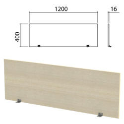 Экран-перегородка "Канц" 1200х16х400 мм, цвет дуб молочный (КОМПЛЕКТ С ФУРНИТУРОЙ)