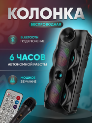Музыкальная колонка беспроводная ZQS-8202, Bluetooth, регулируемая подсветка, IPX5, черный / Громкий ритм и яркое сияние