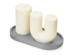 Набор свечей на подставке «Aris», Цвет белый, серый