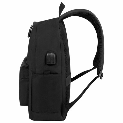 Рюкзак HEIKKI ACTIVE (ХЕЙКИ) универсальный, отделение для ноутбука, USB-порт, черный, 44х31х14 см, 272560