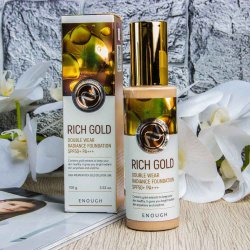 Увлажняющая основа с эффектом сияния и экстрактом золота Enough Rich gold Double wear radiance found