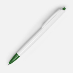 Ручка шариковая Tick, белая с зеленым, 14х1 см