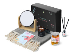 Подарочный набор «Re:f. Shelter»  с пледом, зеркалом, свечой и диффузором, Цвет серый