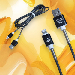 Кабель M5 USB Type-A - Lightning, длина 2000мм, черный / Прочность и надежность для повседневного использования