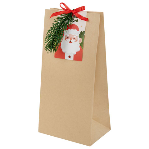 Пакет подарочный НАБОР 10 шт. новогодний, 12х8х24 см, "Magic gift", открытки, крафт, ЗОЛОТАЯ СКАЗКА, 592441