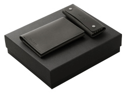 Подарочный набор Long River: обложка для паспорта, ключница, Размер С лого, Цвет черный