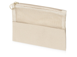 Косметичка «Mesh» хлопковая с сетчатой вставкой, Цвет натуральный