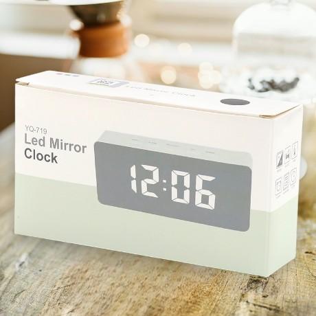 Настольные зеркальные LED-часы YQ-719 (часы, будильник, термометр, календарь)