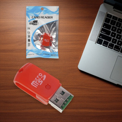 Картридер micro SD USB58, красный / Чтение и запись карт памяти micro SD через USB-порт