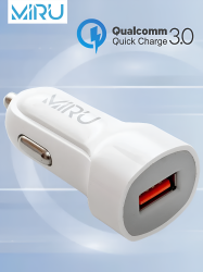 Автомобильное зарядное устройство для телефонов, планшетов Miru Quick Charge 3.0, 3.4 А, USB, белое / Быстрая зарядка