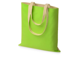 Сумка для шопинга «Twin» двухцветная из хлопка, 180 г/м2, Цвет зеленое яблоко/натуральный