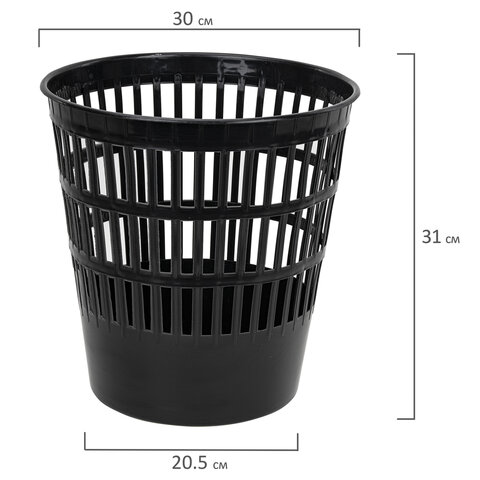 Корзина для бумаг БОЛЬШАЯ, 16 л, сетчатая, черная, BRAUBERG-MAXI, 231165