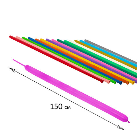 Шары воздушные для моделирования 5х150 см, 100 штук, ассорти, BRAUBERG KIDS, 591877