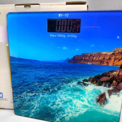 Весы электронные напольные стеклянные с LED дисплеем Personal glass scale 28.00 х 28.00 см, до 180 кг, Океан