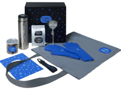 Подарочный набор «Re:Breathe» с перчатками, термосом и чаем, Цвет синий