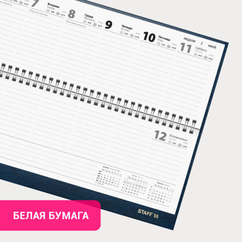 Планинг датированный 2025 300х130 мм, STAFF, гребень, обложка бумвинил, 64 л., синий, 116045