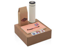 Набор «Warmpage» с термосом, блокнотом, ручкой и чаем, Цвет розовый, пыльная роза, бежевый