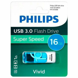 Флеш-диск 16 GB PHILIPS VIVID, разъем USB 3.0, синий, FM16FD00B/97