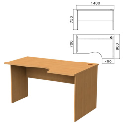 Стол письменный эргономичный "Монолит", 1400х900х750 мм, правый, цвет бук бавария, СМ4.1