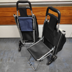 Сумка-тележка хозяйственная с тройными колесами со стульчиком (до 80кг) для покупок. Легко катить по