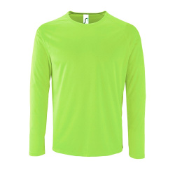 Футболка с длинным рукавом Sporty LSL Men, неоново-зеленая, S–3XL