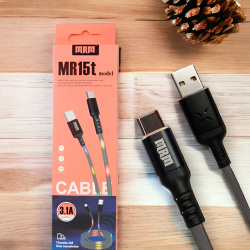 Светящийся кабель LED MRM MR15t USB-Type-C, длина 1 м, черный