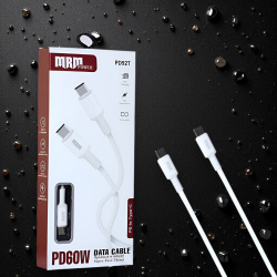 Кабель USB MRM PD92T USB Type-C-C, длина 1200мм, ток 6А, мощность 60Вт, белый / Высокая мощность и надежность для современных устройств