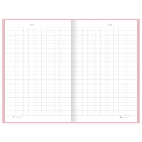 Блокнот А5 134х206 мм, 80 л., твёрдый, клетка, BRAUBERG "Minimal", розовый, 116441