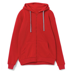 Толстовка на молнии с капюшоном Unit Siverga, красная, XS–4XL