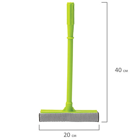 Окномойка ЛЮБАША, пластиковая ручка 40 см, рабочая часть 20 см (стяжка, губка, ручка), 603614