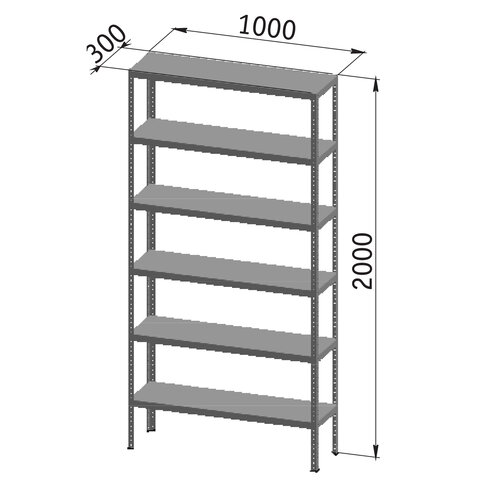 Стеллаж металлический "УНИВЕРСАЛ", 2000х1000х300 мм, УСИЛЕННЫЕ СТОЙКИ, 6 полок, регулируемые опоры, 290144