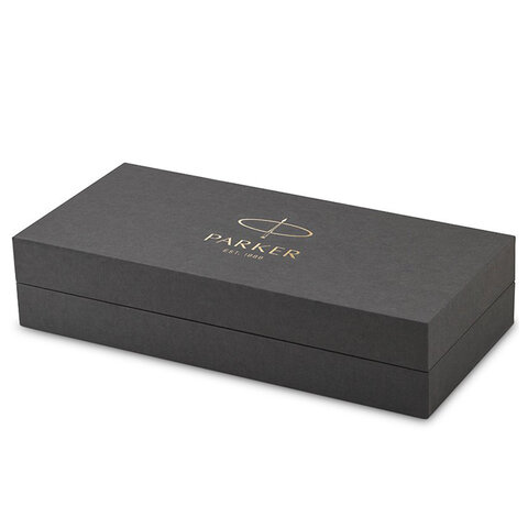 Ручка шариковая PARKER "Sonnet Premium Metal Black GT", корпус серебристый, детали золото, черная, 2119787