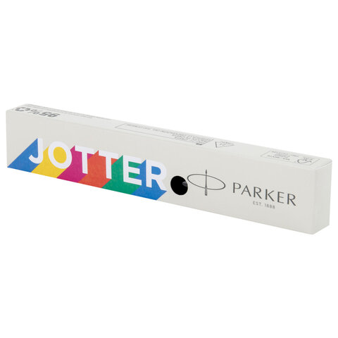 Ручка перьевая PARKER "Jotter Originals Black Chrome CT", корпус черный, детали из нержавеющей стали, синяя, 2096894