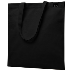 Сумка для покупок IVORY 325 г/м² с PU нашивкой, чёрный/чёрный