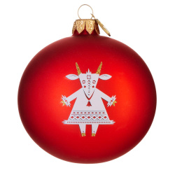 Шар новогодний 8 см, Символ 2027 года, Коза 14