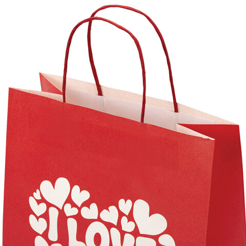 Пакет подарочный (1 штука) 26х13х32 см (L) "Love Kraft", крафт, ЗОЛОТАЯ СКАЗКА, 700843