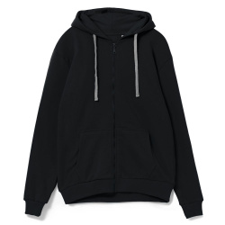 Толстовка на молнии с капюшоном Unit Siverga, черная, XS–5XL