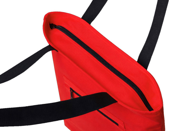 Сумка на молнии Zipper Neo из хлопка 280 г c карманом на молнии спереди, Цвет красный